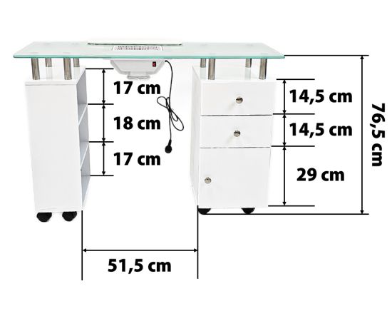 Mаса за маникюр с прахоуловител YM-13B,6,LilaCare Bulgaria