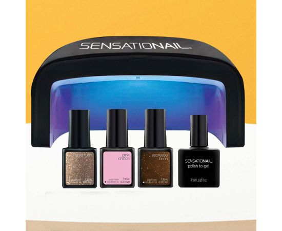 Комплект гел лак за нокти Sensationail, Essential 2, с UV/LED лампа, 3 гел лака за нокти, топ лак, аксесоари за нокти,1,LilaCare Bulgaria