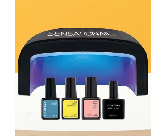 Комплект гел лак за нокти Sensationail, Essential 5, с UV/LED лампа, 3 гел лака за нокти, топ лак, аксесоари за нокти,1,LilaCare Bulgaria