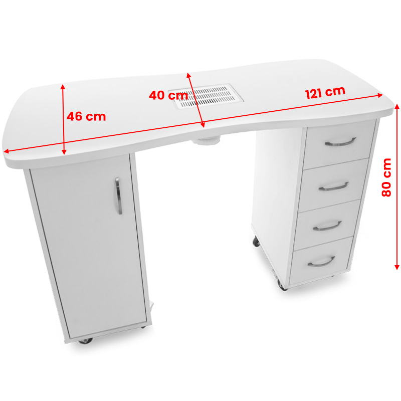 Mаса за маникюр с прахоуловител 2027 Бял two cabinets,5,LilaCare Bulgaria