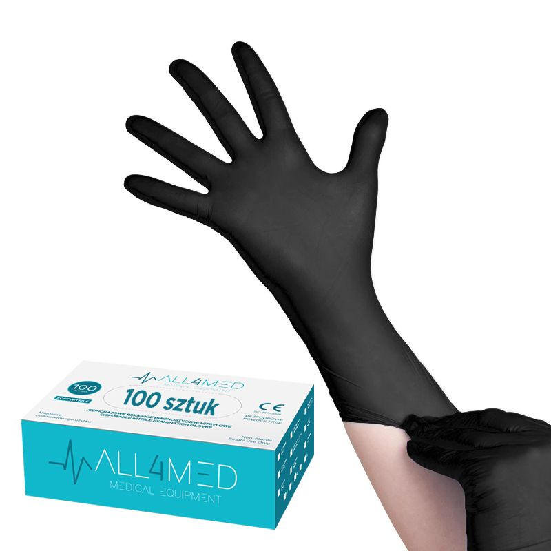 All4med disposable diagnostic nitrile gloves black xs,1,LilaCare Bulgaria