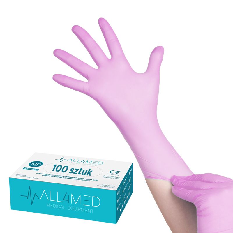 All4med disposable diagnostic nitrile gloves pink xs,1,LilaCare Bulgaria