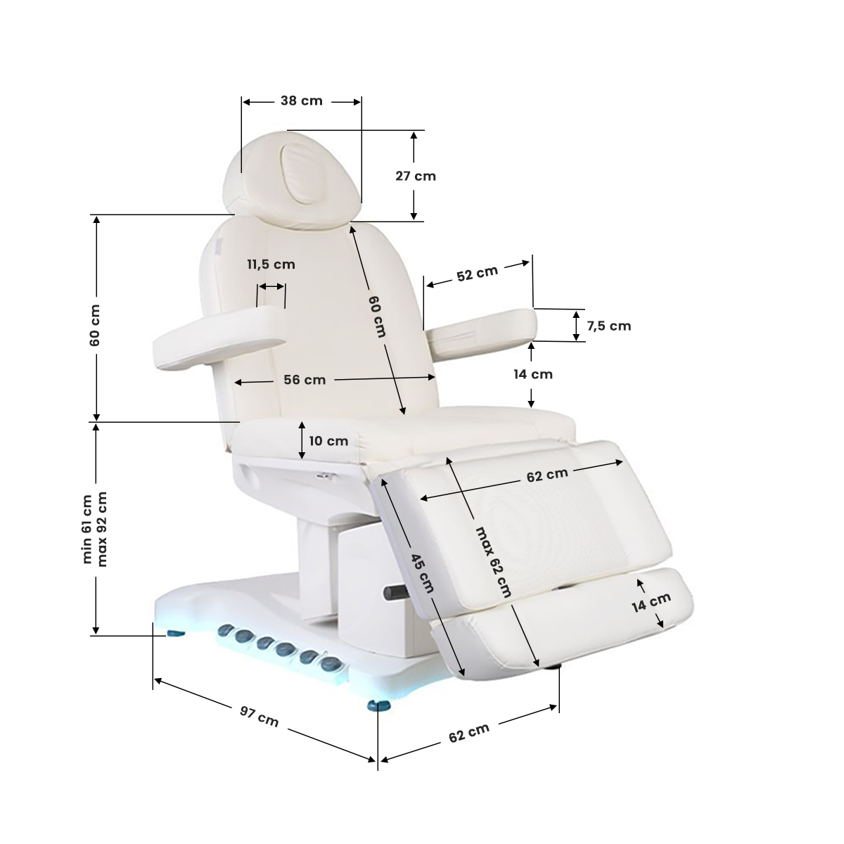 Електрическо Козметично легло Azzurro 708B EXCLUSIVE 4 мотора HEATED ,11,LilaCare Bulgaria