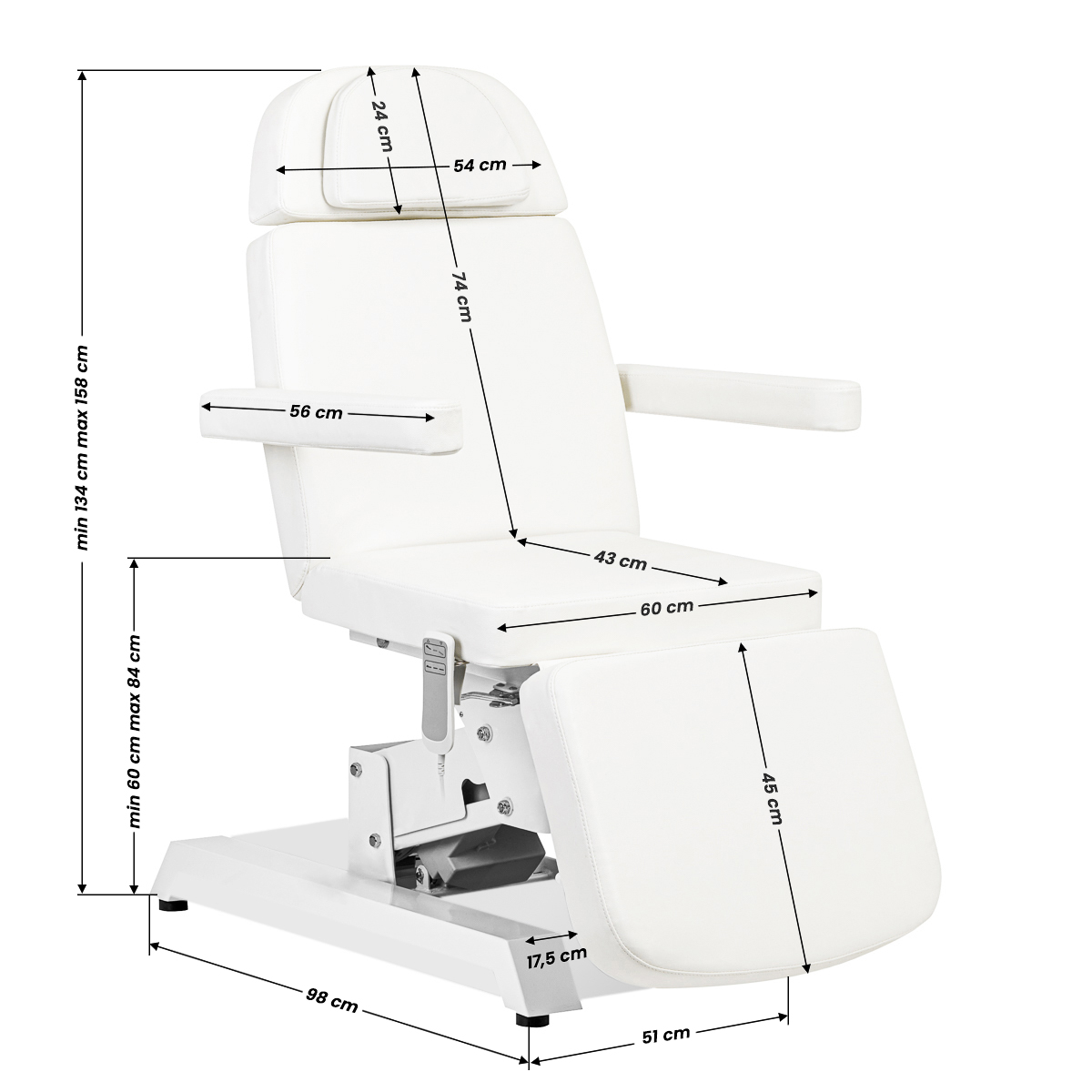 Електрическо Козметично легло EXPERT W-12D 2 Бял,14,LilaCare Bulgaria