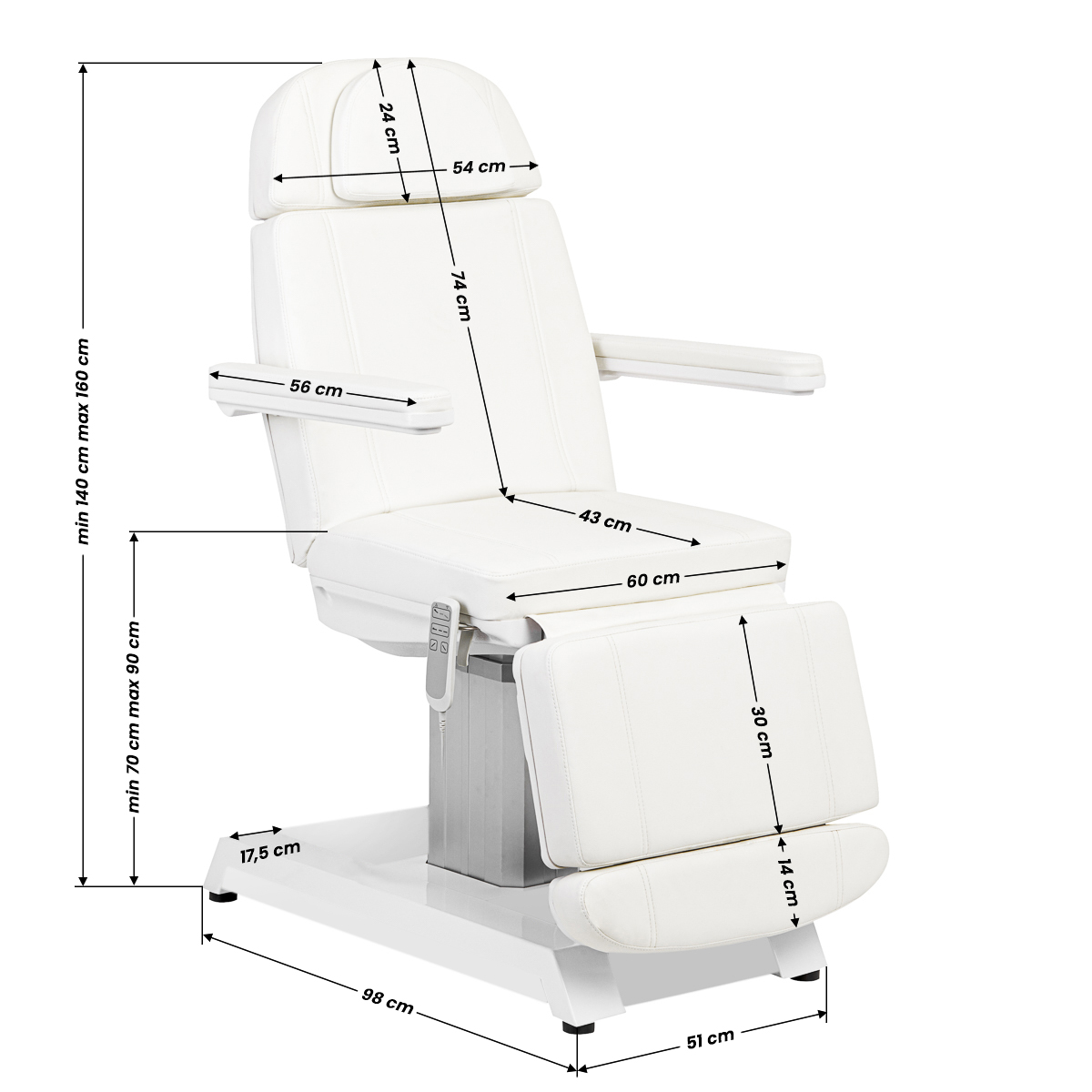 Електрическо Козметично легло EXPERT W-16B 3 Бял,15,LilaCare Bulgaria