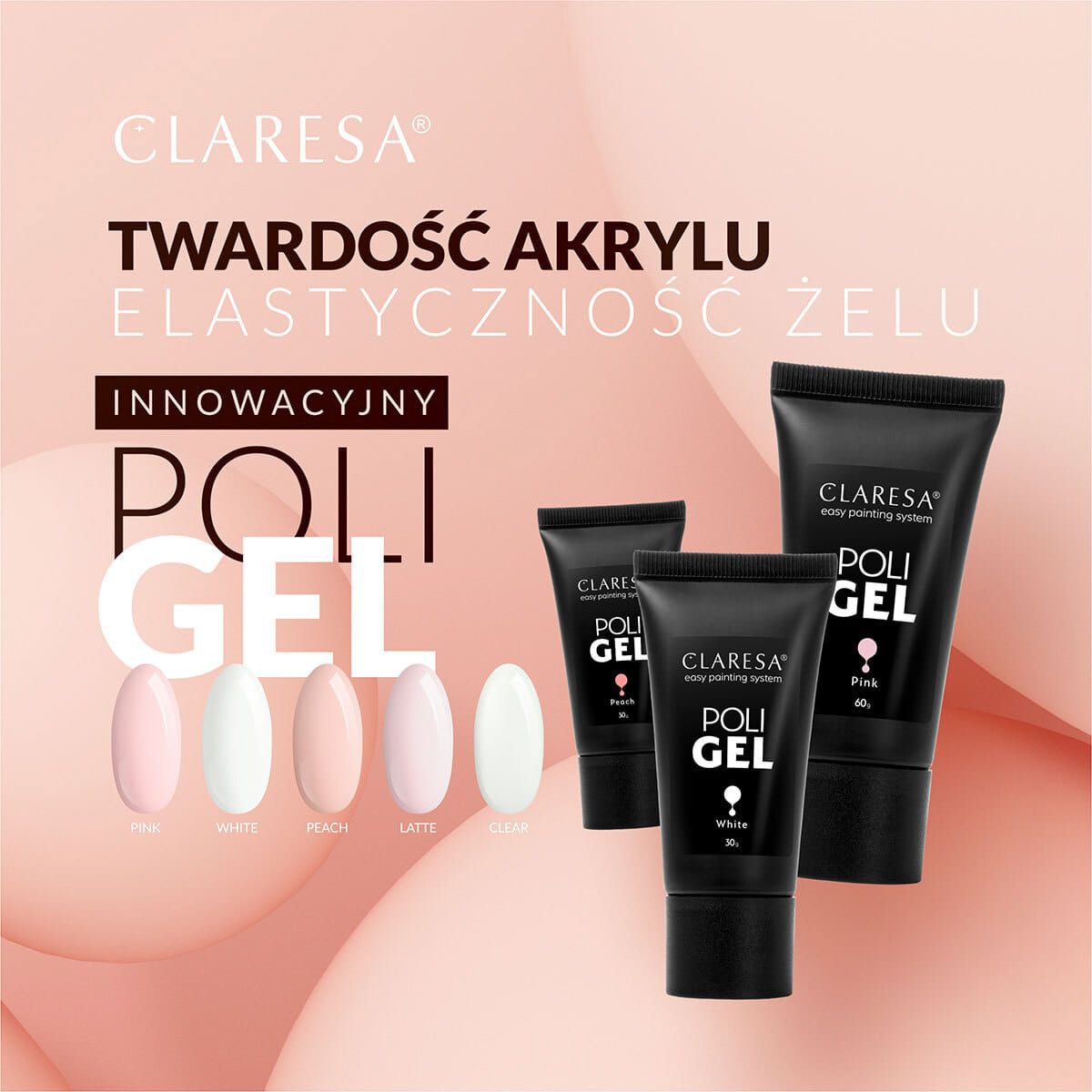 CLARESA POLI GEL PEACH 30 g,1,LilaCare Bulgaria