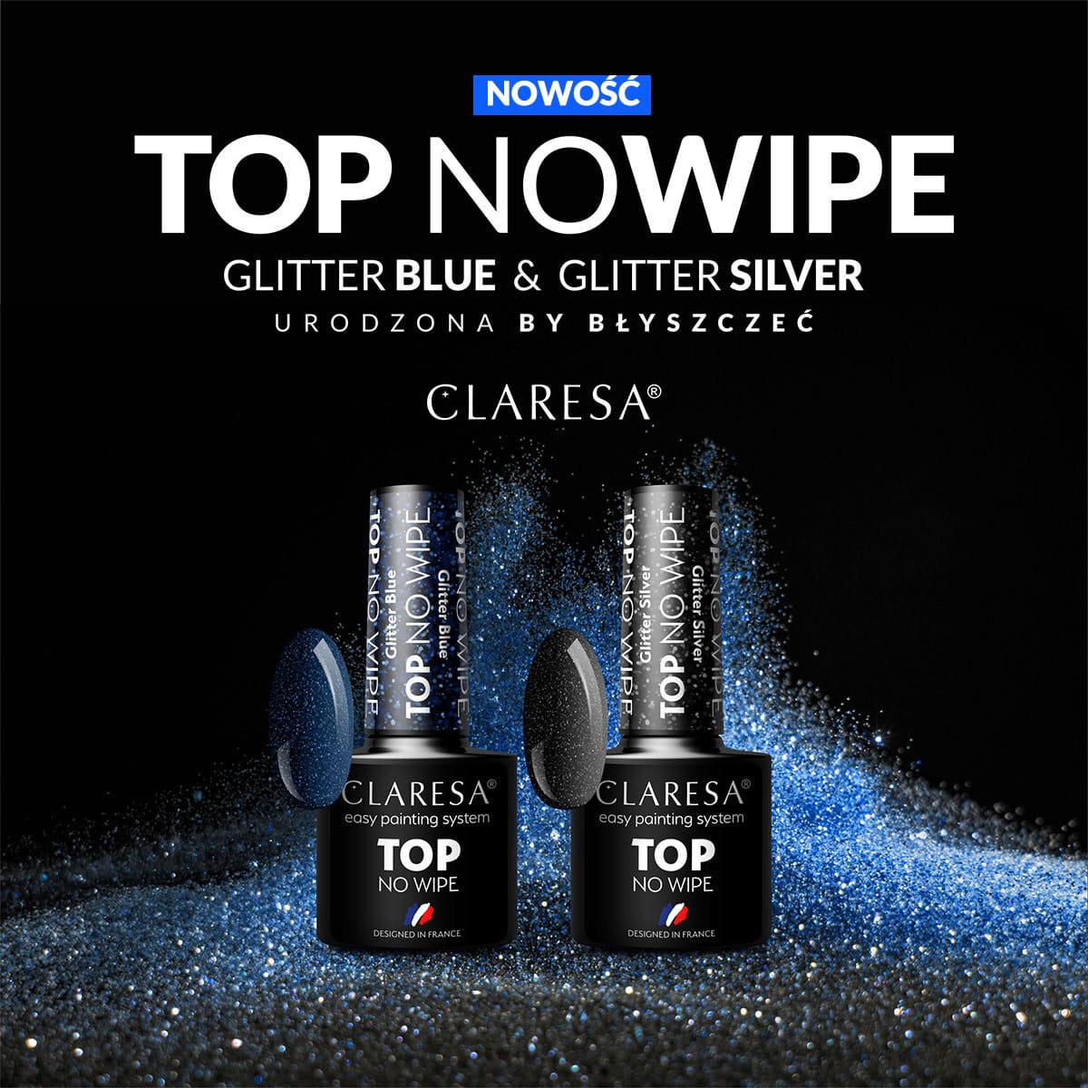 CLARESA TOP NO WIPE 5G GLITTER BLUE ,1,LilaCare Bulgaria