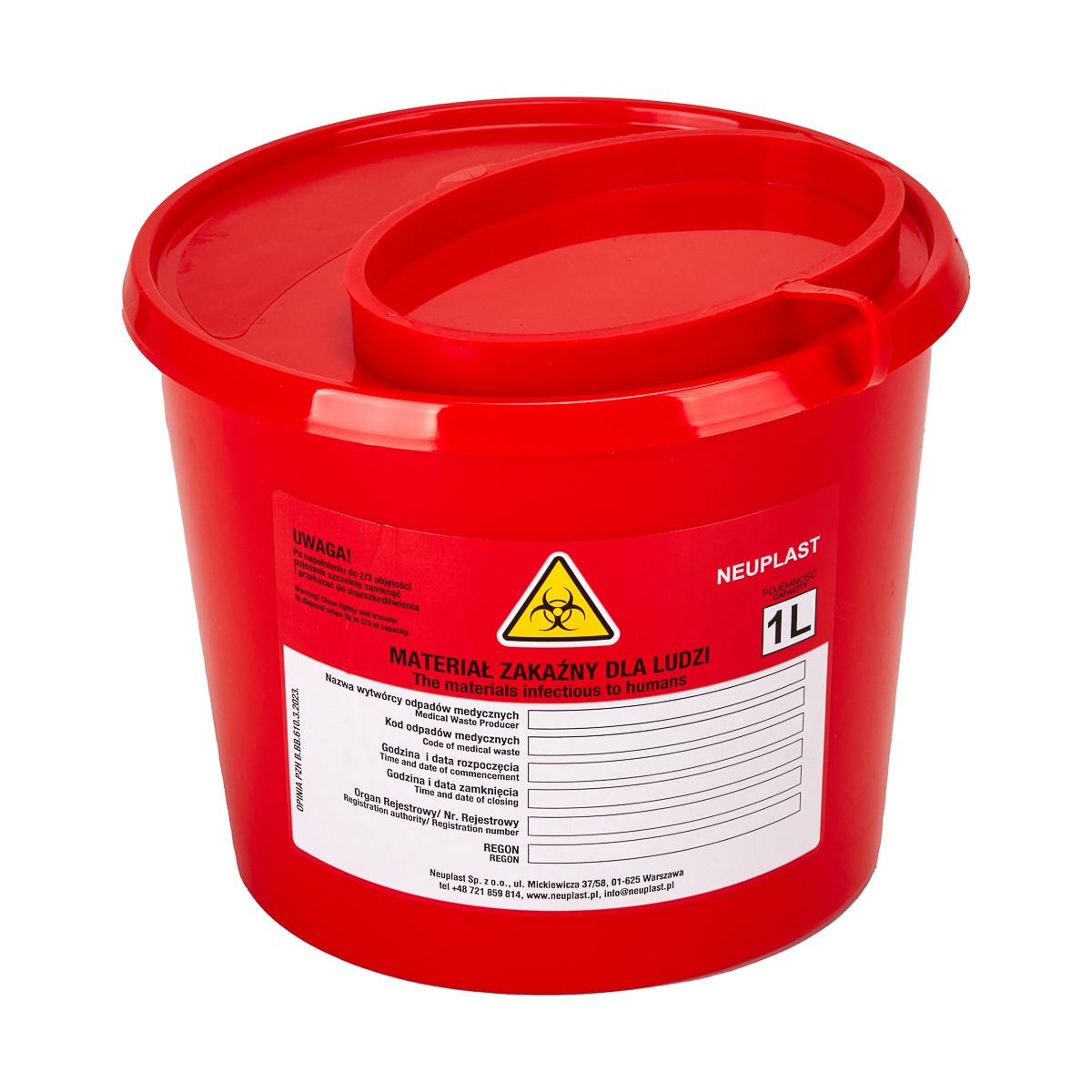 1 L RED MEDICAL WASTE CONTAINER,1,LilaCare Bulgaria