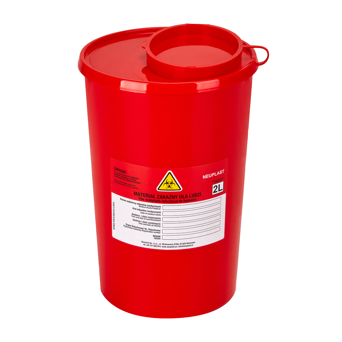 MEDICAL WASTE CONTAINER 2 L RED,1,LilaCare Bulgaria