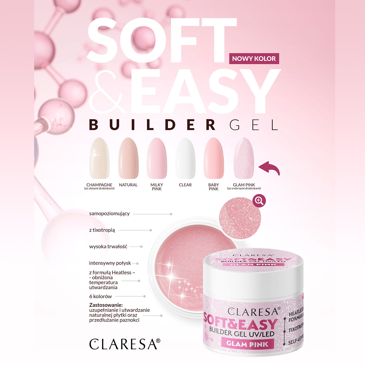 Гел за изграждане Soft & Easy glam Pink 90 гр,2,LilaCare Bulgaria