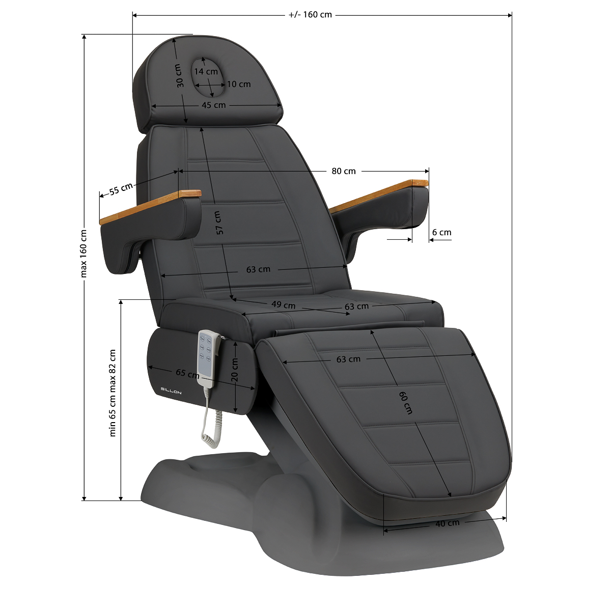 Електрическо Козметично легло Sillon Lux 273b 3 actuators Черен Кафяв,15,LilaCare Bulgaria