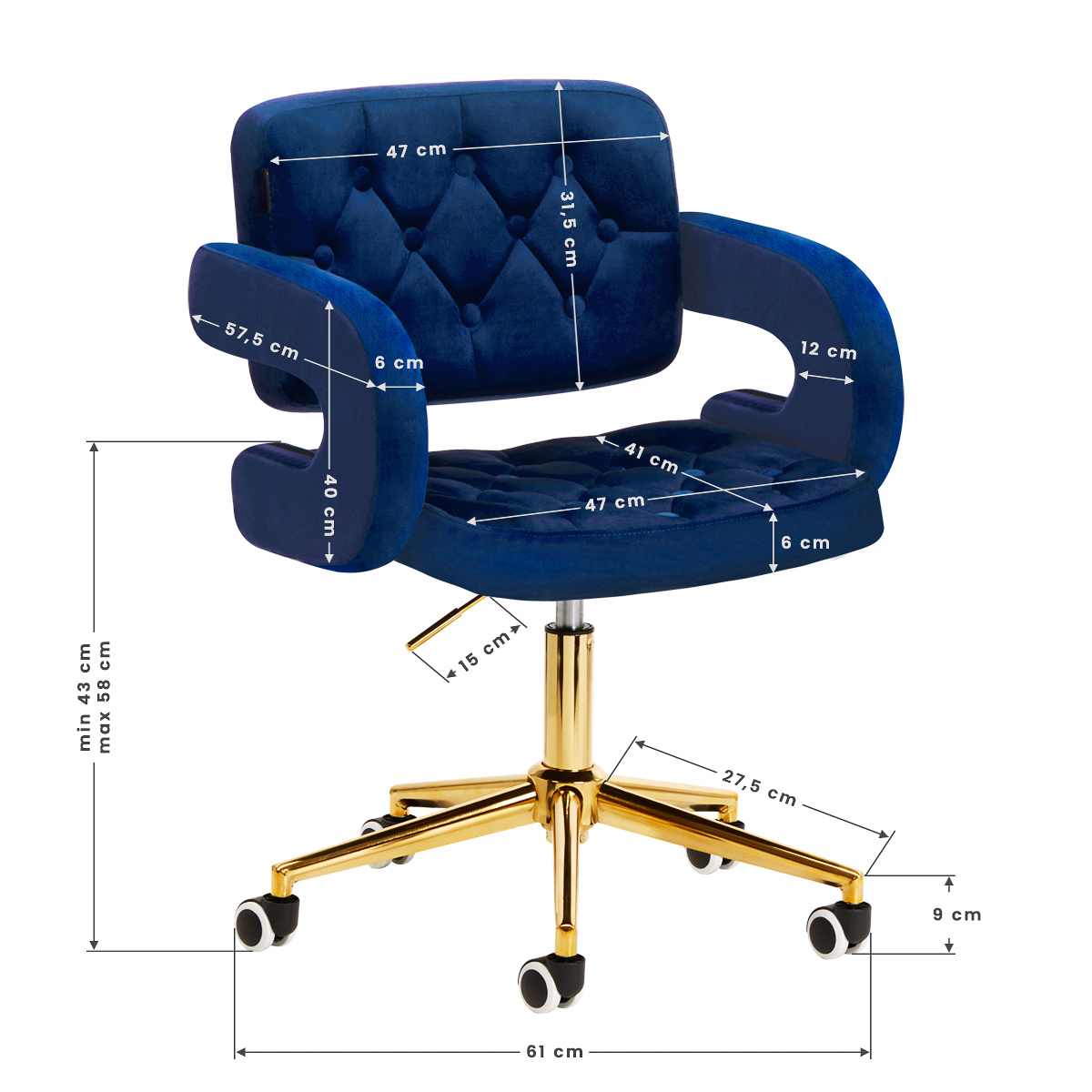 Фризьорски стол 4Rico QS-OF213G Navy Cин,9,LilaCare Bulgaria