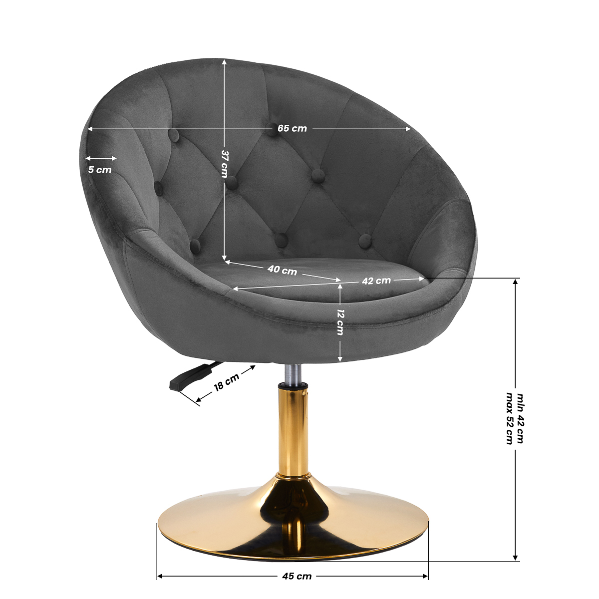 Фризьорски стол 4Rico QS-BL12B Сив,8,LilaCare Bulgaria