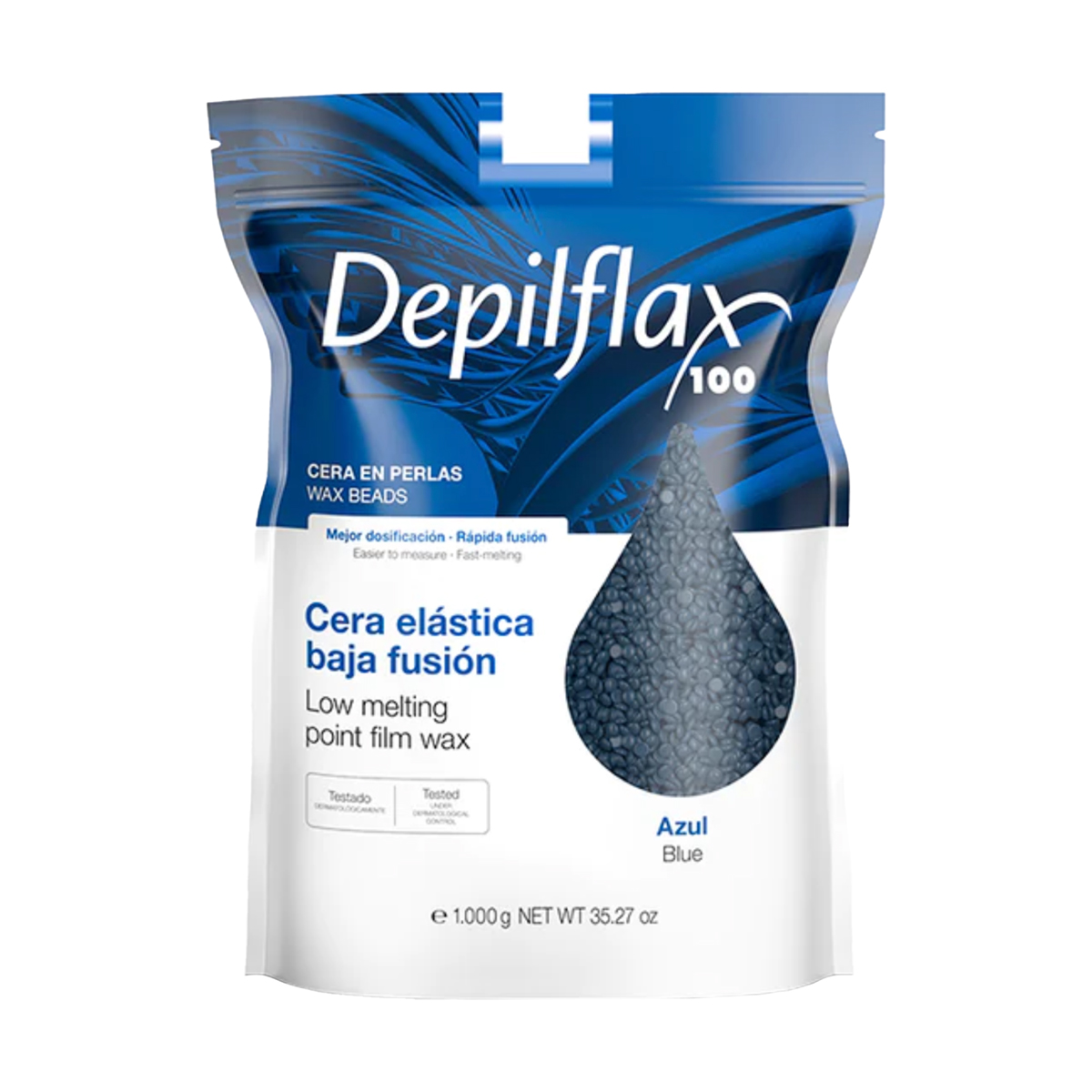 Depilflax 100 flexible depilatory wax with a low melting point, pearl azul 1000g,1,LilaCare Bulgaria