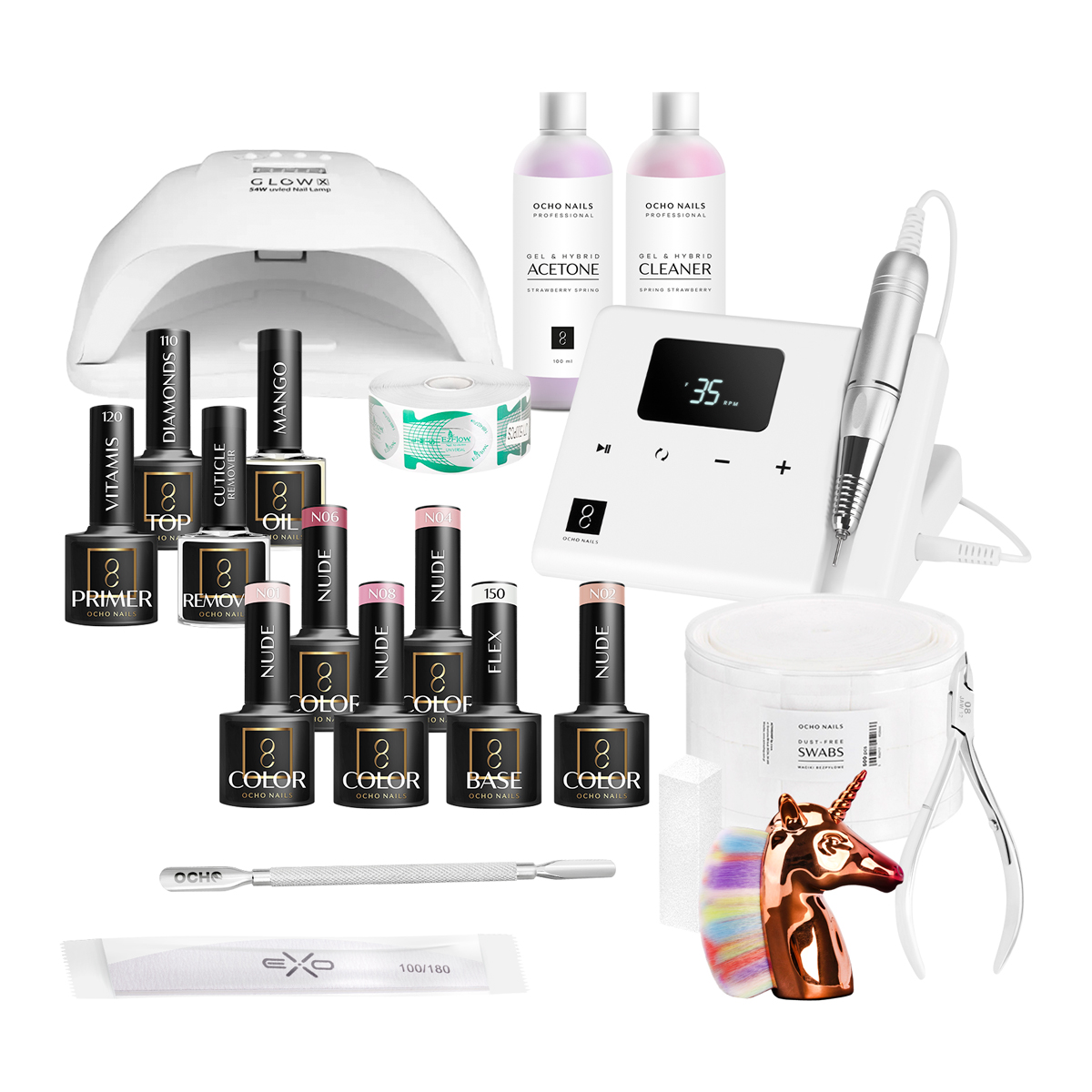 Комплект за гел лак OCHO NAILS starter kit 5,1,LilaCare Bulgaria