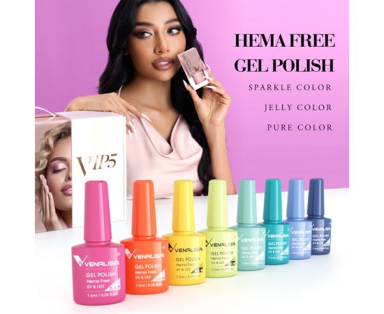 Гел лак за нокти Venalisa VIP5 Hema-Free 7.5 ml 501,3,LilaCare Bulgaria