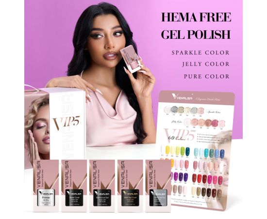 60x Гел лак за нокти Venalisa VIP5 Hema-Free 7.5 ml,5,LilaCare Bulgaria