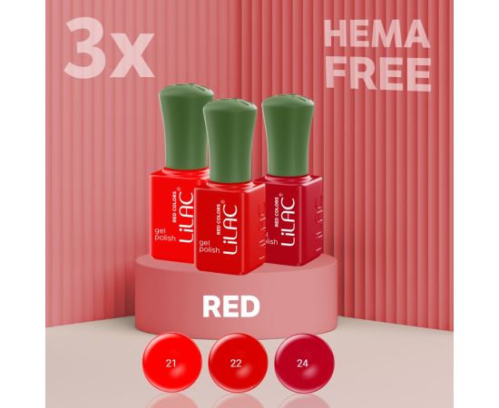 3 x Гел лак за нокти Red Hema Free Collection,3,LilaCare Bulgaria